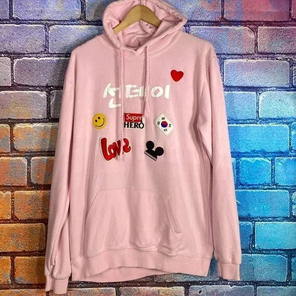 No Brand Tops - Women’s Patch Pink Hoodie Large